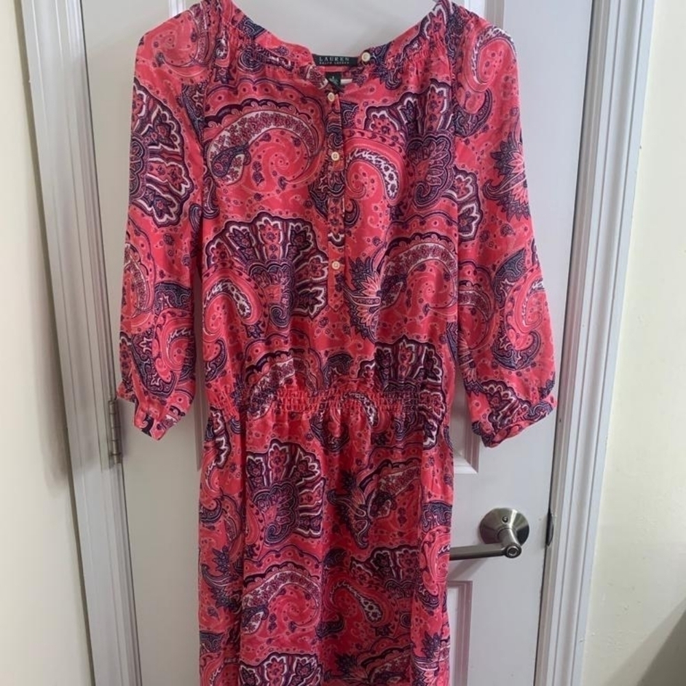 Ralph Lauren Spring/Summer Dress, size 6, Pink Paisley Details